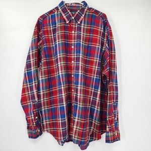 Ralph Lauren Mens Red Plaid Long Sleeve Classic Fit‎ Dress Shirt Size XLTG